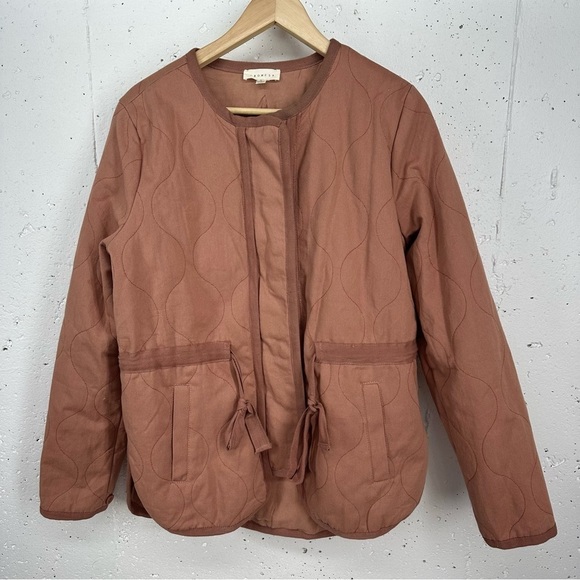 Promesa Large Mauve Pink Slow Lane Quilted Drawstring Zip Up Jacket - Picture 3 of 16